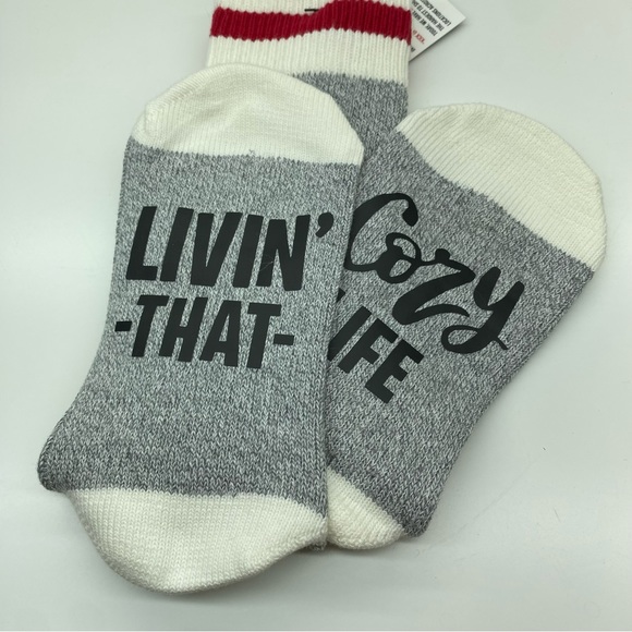 Funny Lumberjack Socks “Living that Cozy Life” - Picture 3 of 5